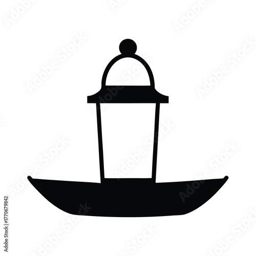 Black and white symbol of a bird feeder for feeding birds