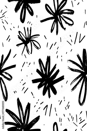Minimalist abstract black and white snowflake pattern for winter design