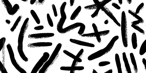 Minimalist abstract black and white pattern with snowflake-inspired elements for winter designs