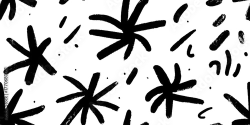 Minimalist abstract black and white snowflake pattern for modern design
