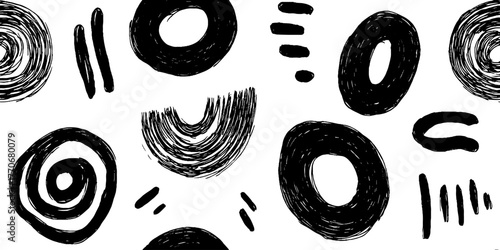 Minimalist black and white abstract pattern with soft brush strokes for modern design