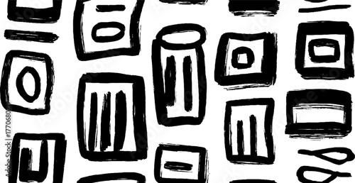 Minimalist abstract black and white geometric square pattern for modern design