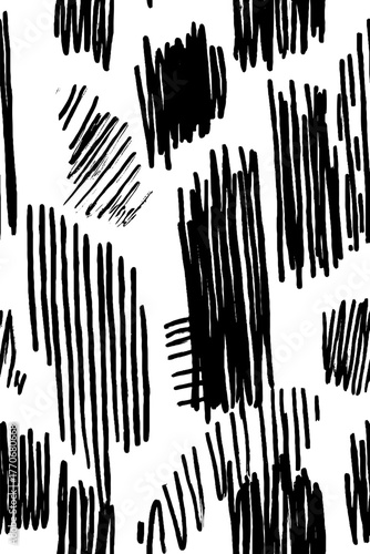 Minimalist abstract black and white vertical pen pattern for modern design