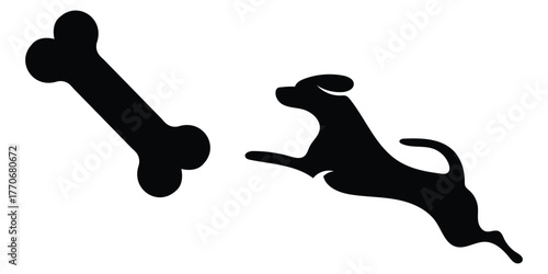 Dog Silhouette Vector Collection – Isolated Black Icons of Various Breeds in Sitting and Standing Poses