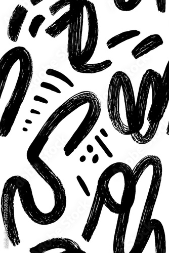 Minimalist black and white abstract pattern with vertical spirals for modern design