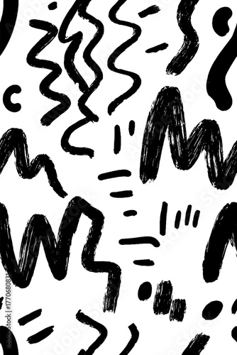 Minimalist black and white abstract pattern with vertical wavy lines