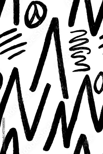 Minimalist abstract black and white vertical zigzag pattern design for modern art prints