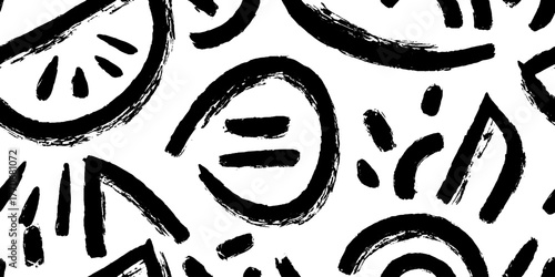 Minimalist black and white abstract watermelon pattern for creative design