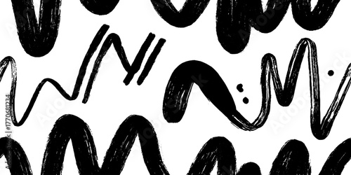 Minimalist black and white abstract wave pattern for modern design