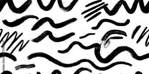 Minimalist abstract black and white wave pattern for modern design