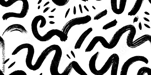 Minimalist abstract waves black and white pattern for creative design