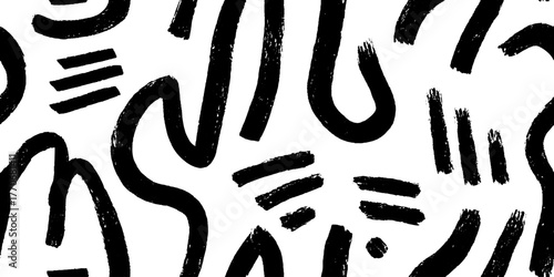 Minimalist abstract black and white wavy line pattern for modern design