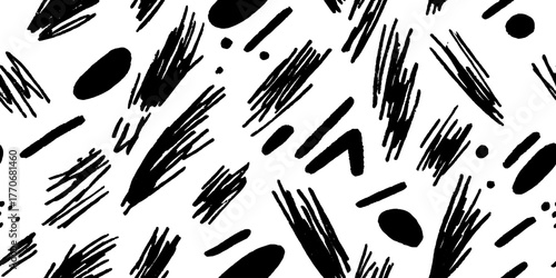 Minimalist abstract black and white wheat pattern for modern design