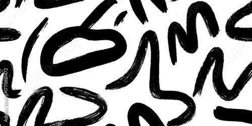 Minimalist abstract black and white wavy line pattern for modern design