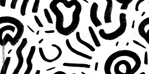 Minimalist abstract black and white pattern featuring wheat ears motif