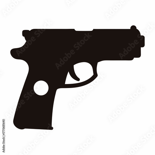 A Silhouetted Pistol Illustration Depicting a Classic Handgun Design in Black