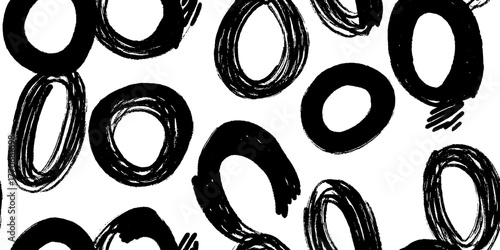 Minimalist black and white abstract wreath pattern for modern design