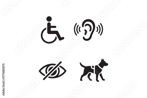 Accessibility symbols for disability support Inclusive design icons for accessibility awareness