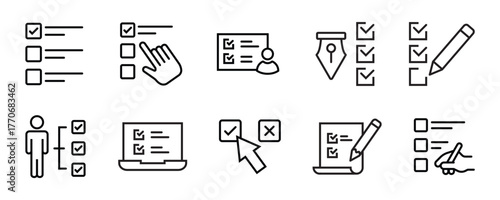 To do list line editable icon set. Contain icons related to checklist, plan, task, to do list, and more. Editable stroke. Vector illustration