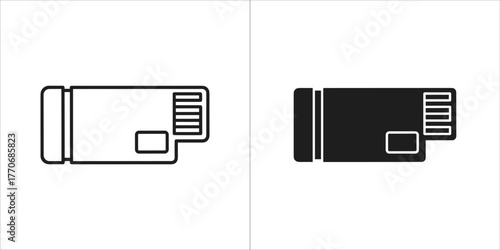 Cfexpress card icon in black and white, memory card