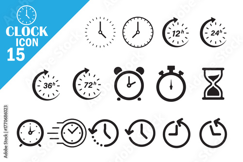 Clock Interface Elements for Web and App Design
