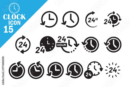 Clock Icons for Time Management and Schedule