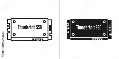 Thunderbolt solid state drive icon, ssd disk vector