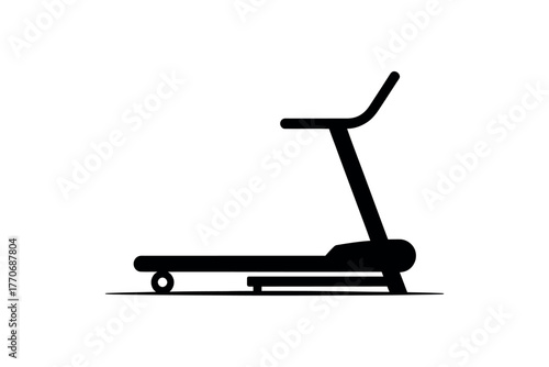 A simple silhouette of a treadmill stands ready for exercise.