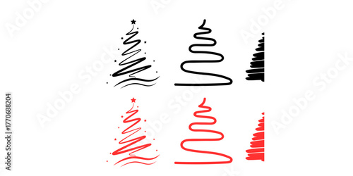 Abstract Line Art Christmas Trees