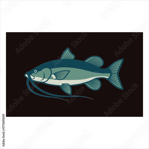 BARBEL fish vector ,a kind of European large and fresh water fish.