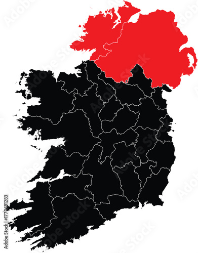 Vector Map of Ulster Northern Ireland on Map of Ireland