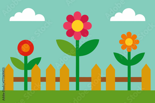 Cartoon village market in the morning vector illustration