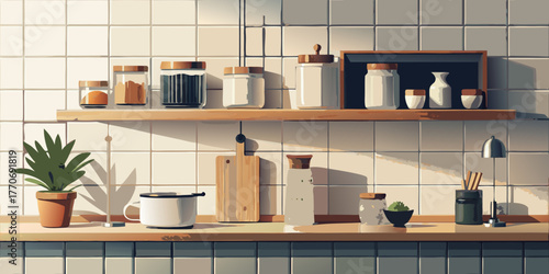 Modern luxury kitchen interior design with contemporary furniture, cabinet, sink, stove, and oven in a new apartment home