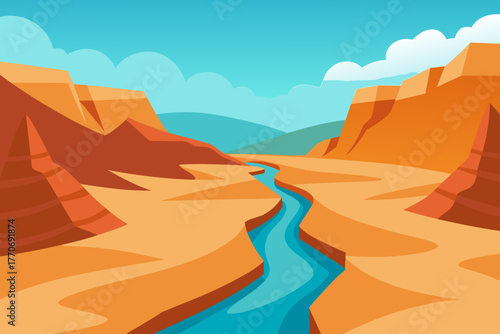 Cartoon dry riverbed canyon vector illustration