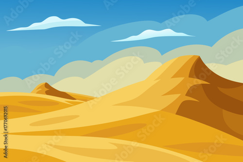 Cartoon sandstorm approaching dunes vector illustration