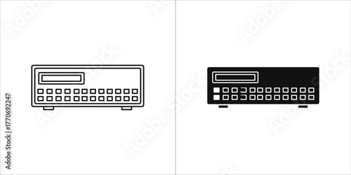 Black and white vector illustration of a network switch