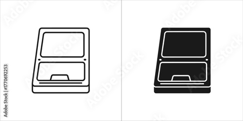 Black and white vector illustration of a paper shredder