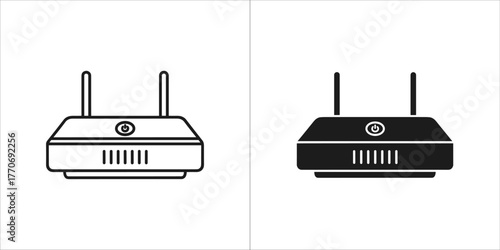 Wireless router icon in line and glyph style for web design