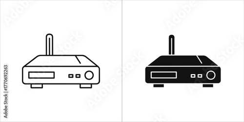 Wireless router icon in line and glyph style for web design
