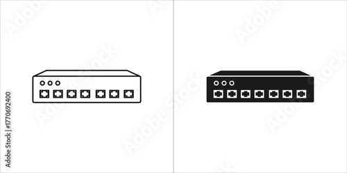 Network switch icon in flat style, vector illustration