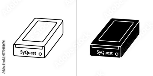 Syquest drive illustration, a vintage storage device icon