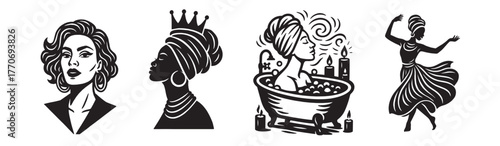 Elegant Black Woman Silhouettes and Portraits