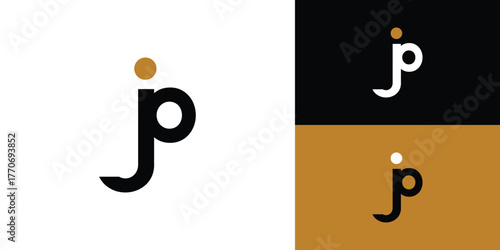 Modern and Unique letter Jp initials logo design