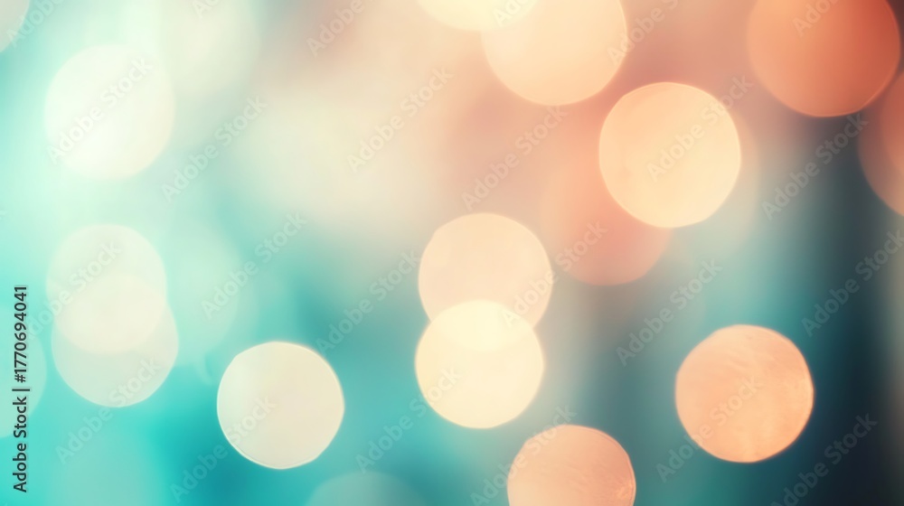 Obraz premium A soft-focus background featuring blurred, colorful light bokeh in pastel hues, creating a dreamy and ethereal atmosphere.