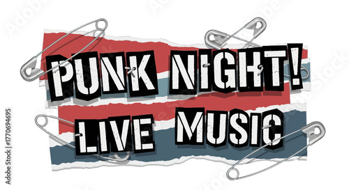 Punk Night Live Event Poster Grunge Rock Advertisement Modern Vector Design
