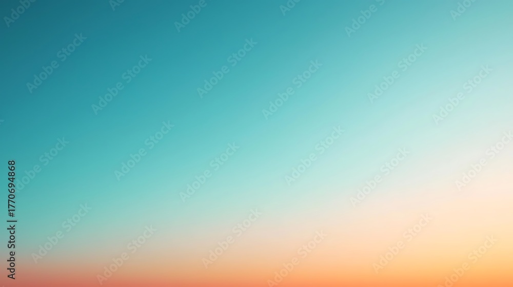 Naklejka premium A serene gradient sky transitions from vibrant blue to soft orange, evoking a sense of peace and tranquility.