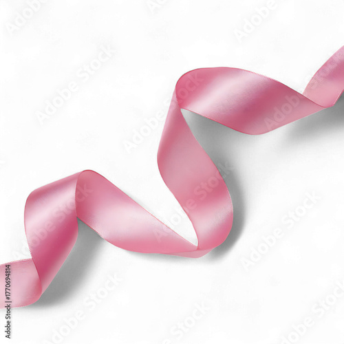 A flowing pink ribbon isolated on transparent background