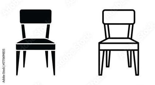 Folding chair silhouette. This image shows a black silhouette of a folding chair, also known as a collapsible chair or portable chair. Vector clipart illustration design