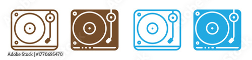 Monochromatic turntable illustration for vintage audio equipment enthusiasts, music lovers