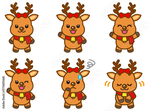 	かわいいトナカイのイラスト素材セット2